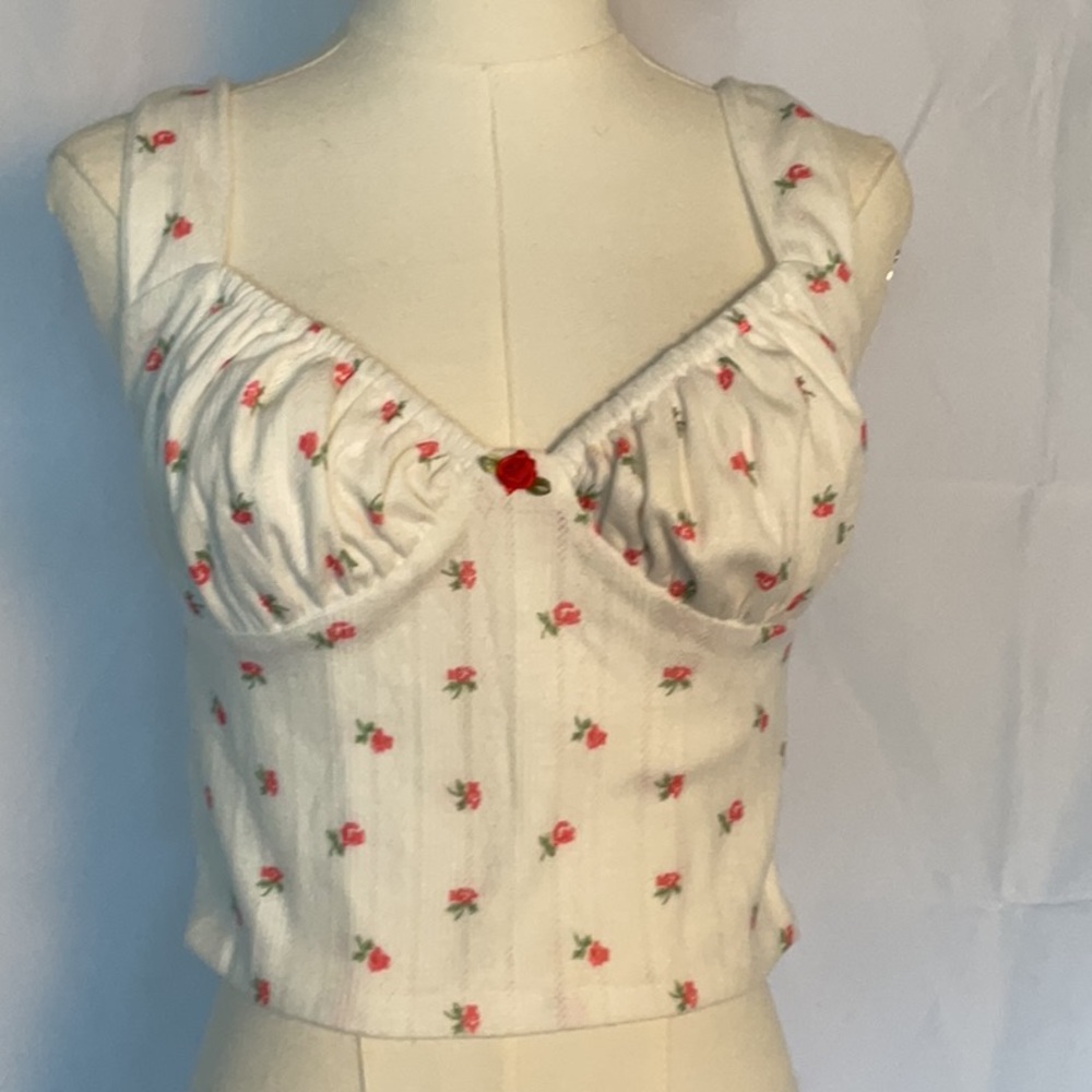 With Jean Cream Floral Tank Top